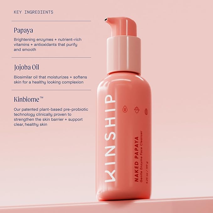 Kinship Naked Papaya Hydrating Gentle Cleanser | Natural Cream Face Wash | Vitamin E, Jojoba Oil Facial Cleanser | Makeup Remover | Sensitive Skin Care (5.25 Oz)-GlimoraGlow