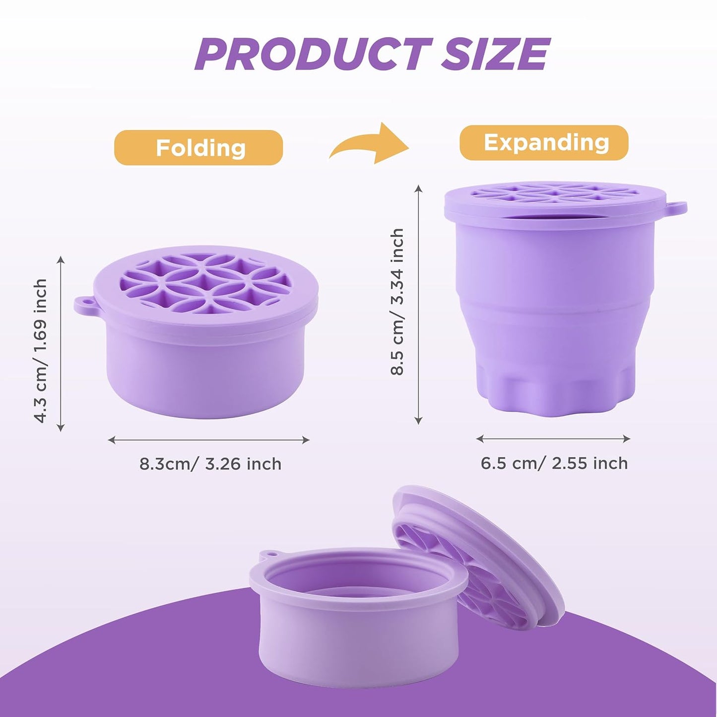Makeup Brush Cleaner - Foldable Silicone Makeup Brush Cleaner Mat with Brush Storage Holder Makeup Brush Cleaning Bowl Cosmetic Brush Washing Tool for Cleaning Organizer and Drying (Purple)-GlimoraGlow