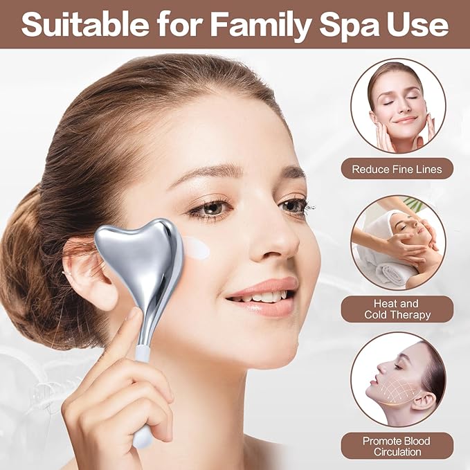 Ice Globes for Face Cryo Sticks Set, Ice Roller Stainless Steel Facial Massage Skin Care Tools for Cooling & Hot Spa-GlimoraGlow