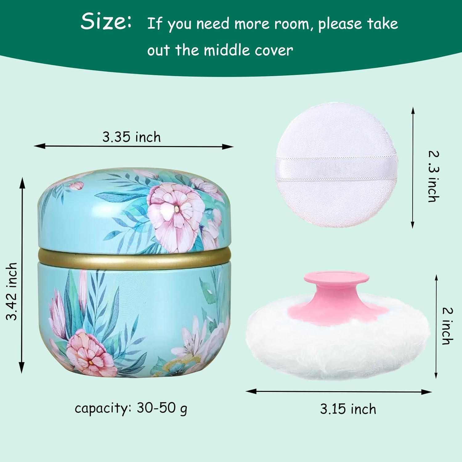 Body Powder Puff and Container for Dusting Powder, Women Powder Puff and Powder Case for Bath and Travel (Peony)-GlimoraGlow