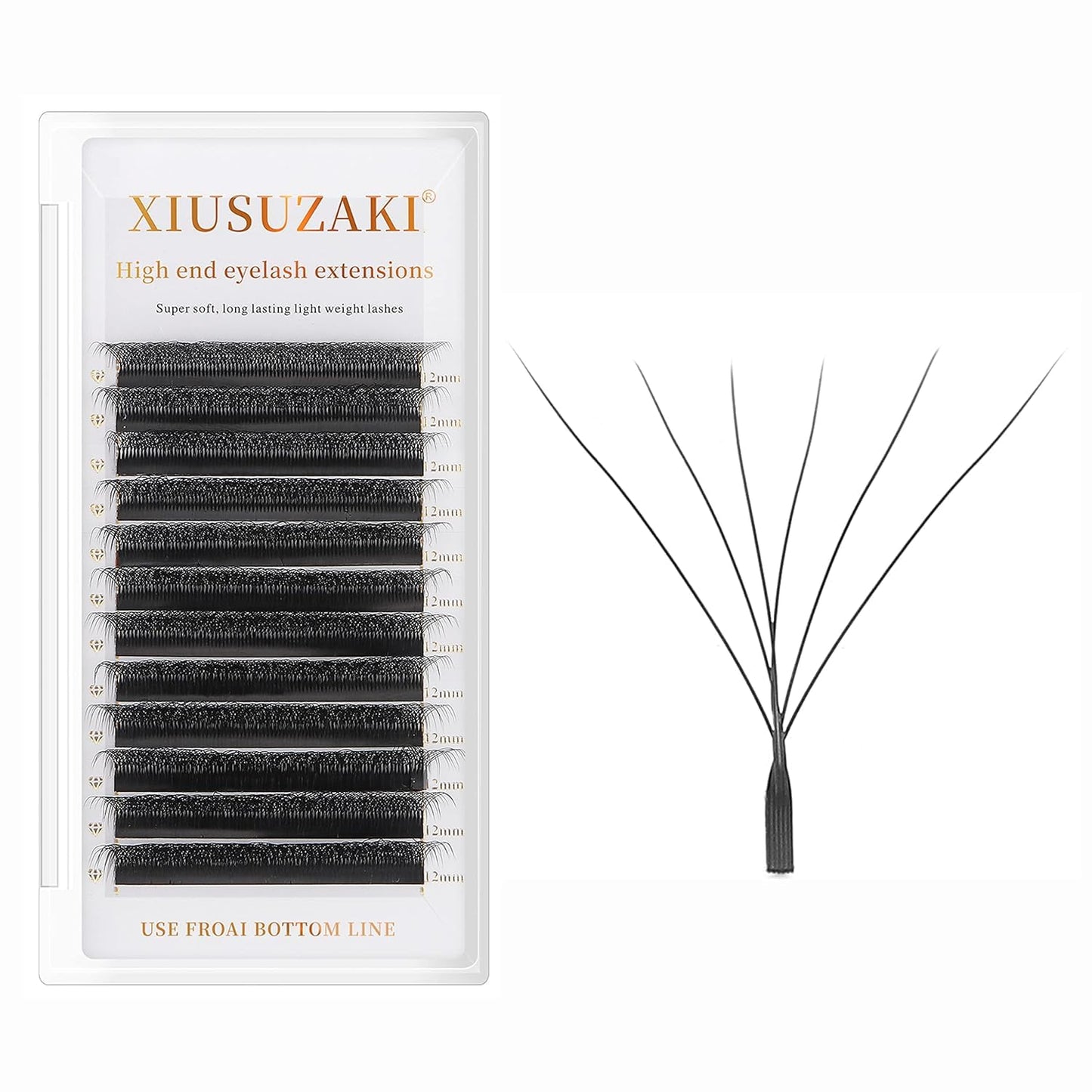 W Lash Extensions Supplies 6D Eyelash Extensions W Shape 0.07mm Thickness C Curl 13mm Premade Fans Easy Fan Lashes Volume Matte Black 12 Rows Crisscross Eye Lashes(W-6D-0.07-C,13mm)-GlimoraGlow
