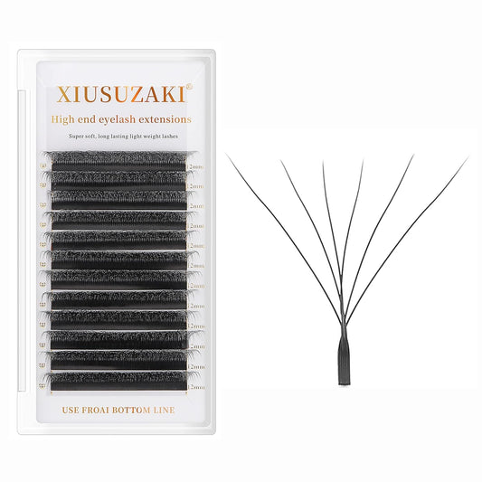 W Lash Extensions Supplies 6D Eyelash Extensions W Shape 0.07mm Thickness C Curl 15mm Premade Fans Easy Fan Lashes Volume Matte Black 12 Rows Crisscross Eye Lashes(W-6D-0.07-C,15mm)-GlimoraGlow