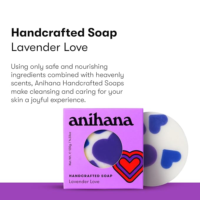 ANIHANA Handcrafted Natural Soap with Coconut Oil, Gentle Cleansing, Paraben Free, Refreshing Lavender Love Scent, 4.23 oz-GlimoraGlow