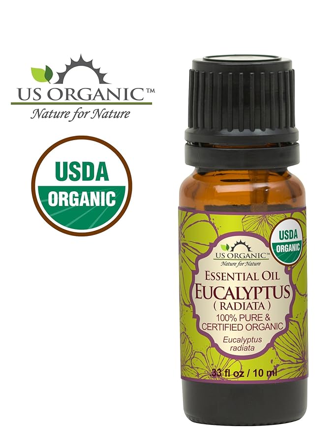 US Organic 100% Pure Eucalyptus Essential Oil (Radiata) - USDA Certified Organic, Steam Distilled - W/Euro droppers (More Size Variations Available) (10 ml / .33 fl oz)-GlimoraGlow