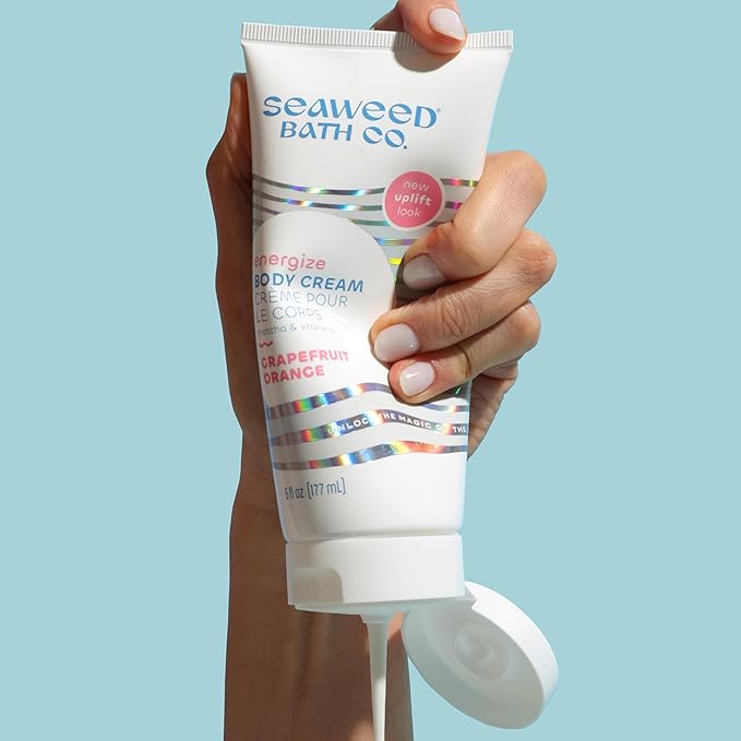 Seaweed Bath Co. Energize Body Cream - Grapefruit Orange | Hand and Body Lotion with Vitamin C, Hyaluronic Acid and Shea Butter | Invigorating Moisturizer For Dry Skin | 6 oz-GlimoraGlow