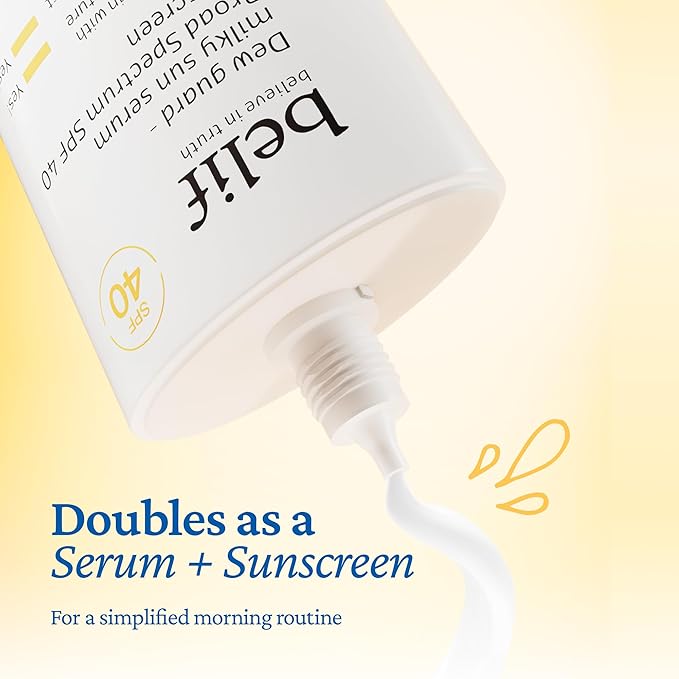 belif Milky Niacinamide Sunscreen SPF 40 – Lightweight & Invisible Sun Serum for Face with 7 Types of Hyaluronic Acid | No White Cast, Non-Comedogenic, Hydrating, Makeup-Gripping Primer (1.69 fl.oz)-GlimoraGlow