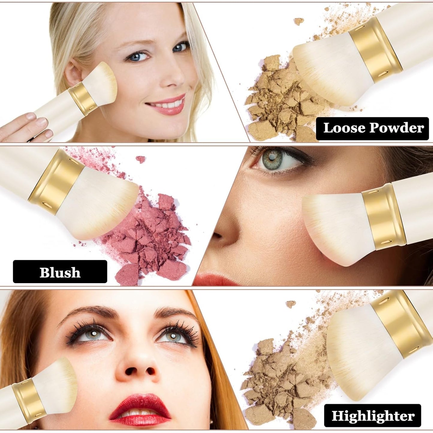 Falliny Retractable Kabuki Makeup Brush, Travel Powder Blush Brush Foundation Makeup Brush with Cover for Blush, Sunscreen,Bronzer, Buffing, Concealer,Highlighter, Powder Cosmetics-GlimoraGlow