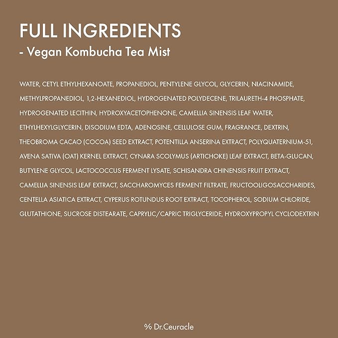 Dr.Ceuracle Vegan Kombucha Tea Mist - Hydrating Face Mist, Portable Milky Spray Serum, Korean Skincare (80 ml / 2.70 fl. oz.)-GlimoraGlow