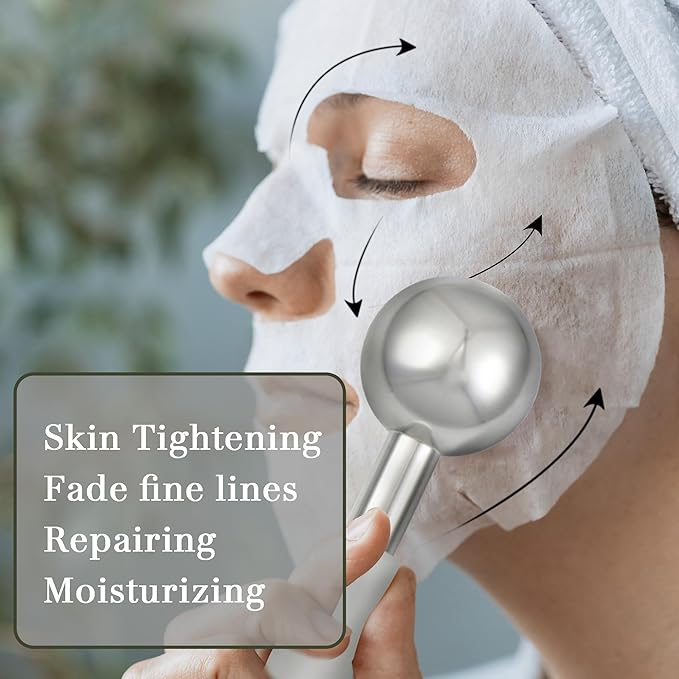 Ice Globes for Face & Eyes, Unbreakable Stainless Steel Cryo Massagers for Skincare Routines, Multifunctional Cold Roller Cooling Globes for Puffiness, Sagging Skin, Fine Lines, and Facial Relaxation-GlimoraGlow