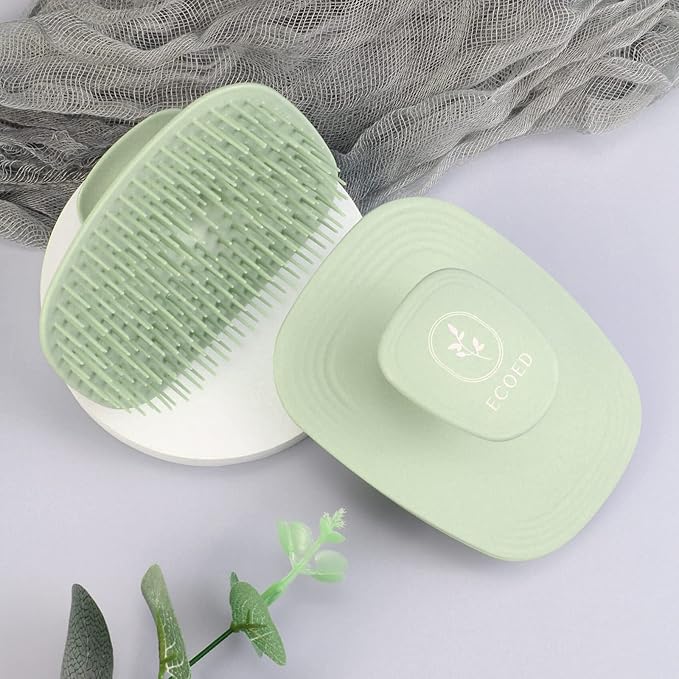 2 PC Scalp Massager Shampoo Brush, Scalp Scrubber & Exfoliator for Dandruff Removal, Wet & Dry and Detangler for Men and Women, Suitable for Short Medium Hair (Green)-GlimoraGlow