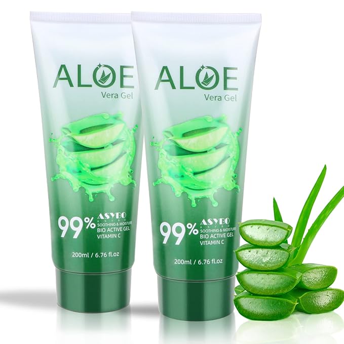 200x2 ML Aloe Vera Gel – 99% Organic Pure Aloe Vera Hydrating Face & Body Moisturizer, Natural Aloe Cream for Dry Skin, Sunburn, Acne, Soothing & Moisturizing-GlimoraGlow