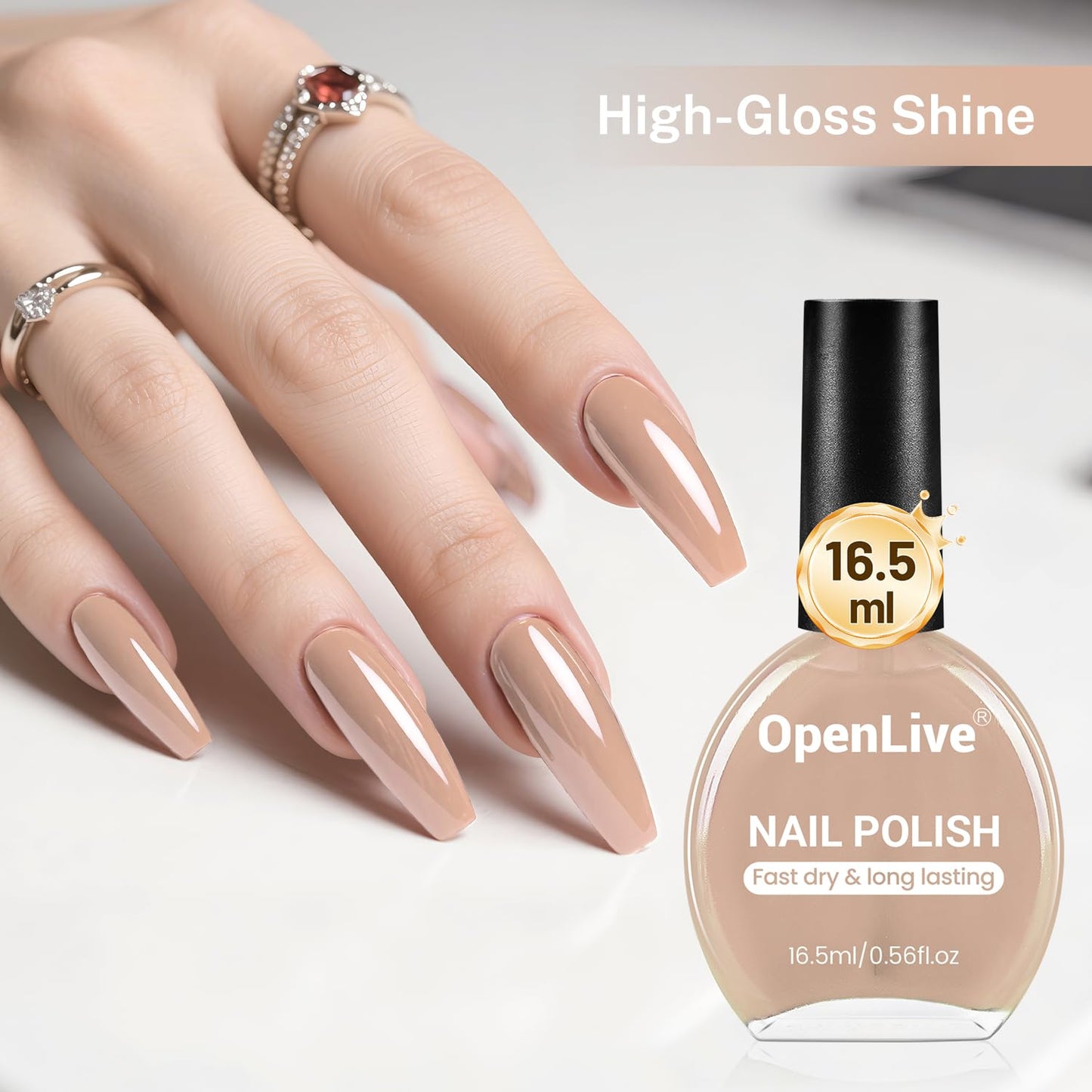 16.5ml Nude Pink Nail Polish Large Volume Quick Drying Light Pink Nail Polish, Fast Drying and Long Lasting Color Nail Art DIY Home Manicure Gift for Women-GlimoraGlow