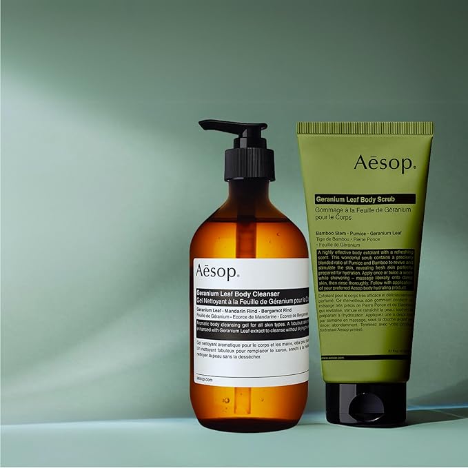 Aesop Geranium Leaf Body Cleanser + Scrub | 16.9 oz + 6.2 oz-GlimoraGlow