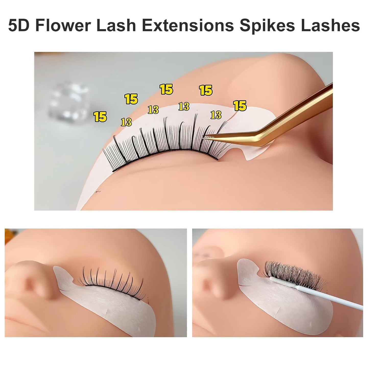 5D Flower Lash Extensions Spikes Lashes 0.07 Matte Black C Curl Lashes 13mm Volume Eyelash Extension Lash Trays Professional Use(5D Flower,0.07-C,13mm)-GlimoraGlow
