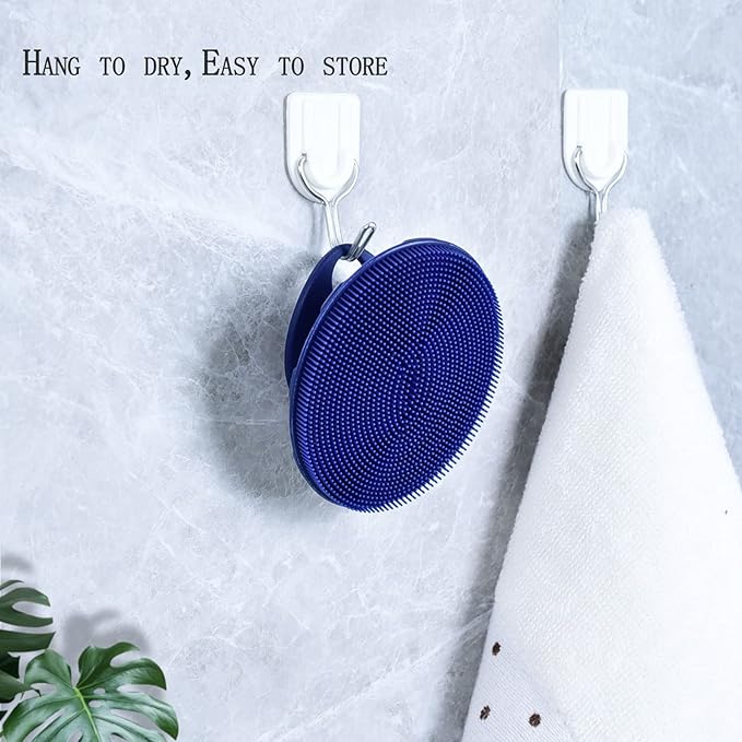 INNERNEED Silicone Face Exfoliating Brush Manual Handheld Facial Cleansing Scrubber Blackhead Remover, Food-Grade Soft Bristle (Dark Blue+Gray)-GlimoraGlow