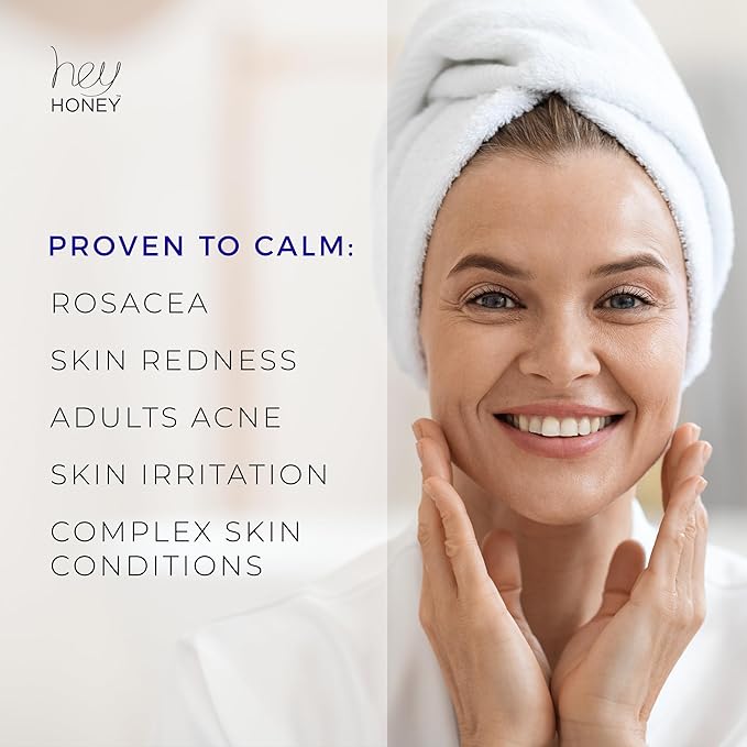 Hey Honey Skincare Relax, Instant Rosacea Treatment & Face Redness Relief - Dermatologically Tested Calming Moisturizer for Sensitive Skin Oil- Free with Honey & Propolis Anti-Aging Benefits | 2.2 Oz-GlimoraGlow