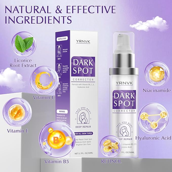 Dark Spot Remover for Face Cream, Dark Spot Corrector, Rapid Tone Repair Retinol Serum for Sun Spots, Age Spots, Skin Brown, Melasma Skin Care with Upgraded Formula Vitamin C for Women 1.7 Fl OZ-GlimoraGlow