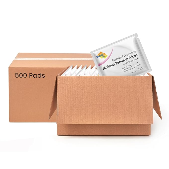 Diamond Wipes Face Cleansing and Waterproof Makeup Remover Wipes, Case of 500 Wipes, Alcohol Free Wipes with Vitamin E-GlimoraGlow