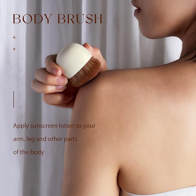 Jessup Makeup Brush, Foundation Brush Flat Top Kabuki Brush for Face Blush Liquid Powder Foundation Brush for Blending Buffing Stippling with Gift Box, Light Gray SF002-GlimoraGlow