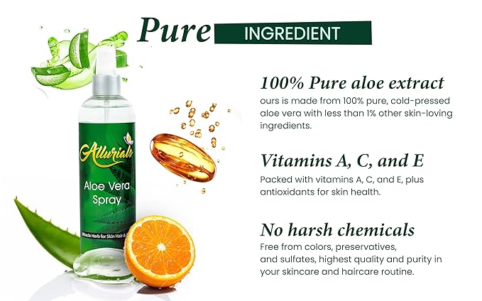 100% Pure & Organic Aloe Vera Spray, Clinically tested & Dermatologist approved, Hydrates & Heals Dry & Damaged Skin & Hair- 12 Oz-GlimoraGlow