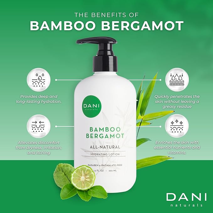 Naturals Hand & Body Lotion - Clean Bamboo Bergamot Scented, Deep Hydration Lotion for Dry Skin, With Shea Butter & Aloe Vera, Natural & Organic Ingredients, Paraben-Free, 12 Oz-GlimoraGlow