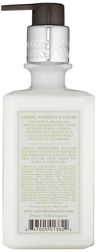 Antica Farmacista Body Moisturizer - Moisturizing Scented Lotion - Premium Body Moisturizer - Luxury Gift for Women & Men - Hand & Skin Hydration - Lemon, Verbena and Cedar, 10 Fl Oz-GlimoraGlow