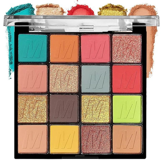 16 Colors Champagne Gold Glitter Matte Shimmer Eyeshadow Palette for Eye Makeup,High Pigmented Brown Eye Shadow Primers Powder Palet de sombras de ojos-GlimoraGlow