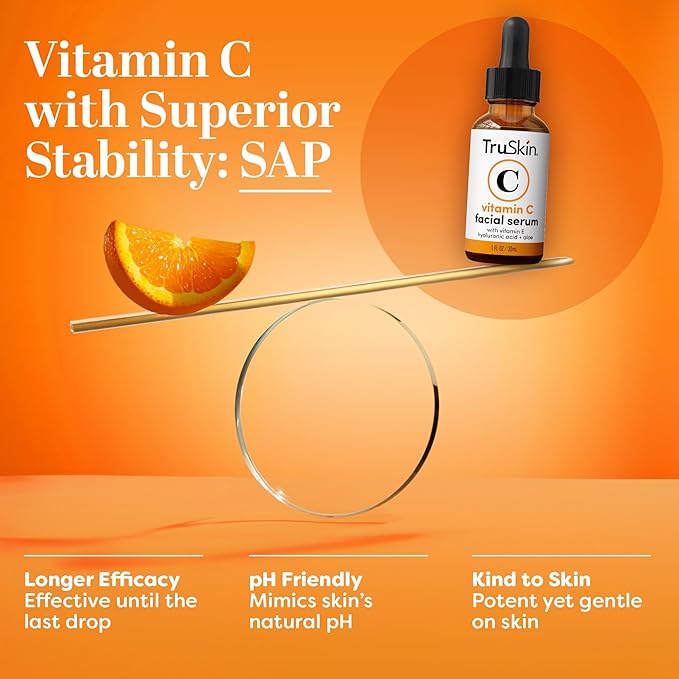 TruSkin Vitamin C Serum For Face – Anti Aging Face Serum with Vitamin C, Hyaluronic Acid, Vitamin E – Brightening Formula – Improve Appearance of Dark Spots, Tone, Fine Lines & Wrinkles, 1 Fl Oz-GlimoraGlow