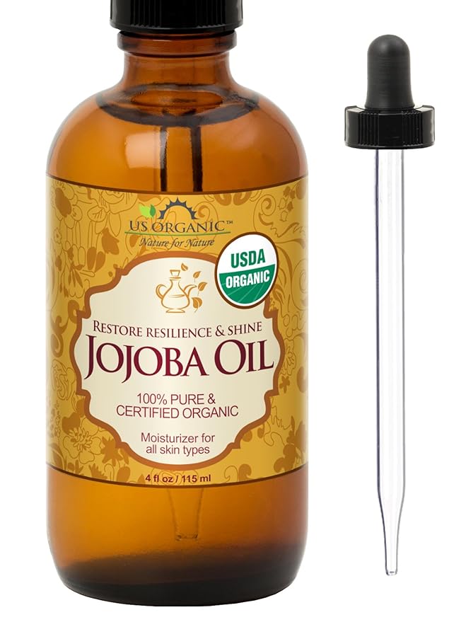 US Organic Jojoba Oil, USDA Certified Organic,100% Pure & Natural, Cold Pressed Virgin, Unrefined, Haxane Free, Sourced from Middle East Directly (Medium (4oz, 115ml))-GlimoraGlow
