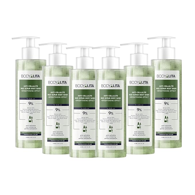 Anti Cellulite Mud Scrub Body Wash, Reduces Cellulite, Gentle Exfoliating, Improves Skin Texture, Provides a Smoother Look, 5.07 Fl Oz (6)-GlimoraGlow