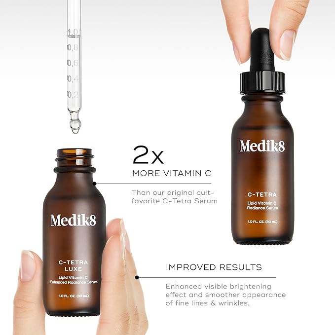 Medik8 C-Tetra Luxe - Balancing Vitamin C Serum For Face - Smooths Fine Lines and Wrinkles - Face Serum with Squalane - Vegan and Gluten Free - 1.0 oz-GlimoraGlow