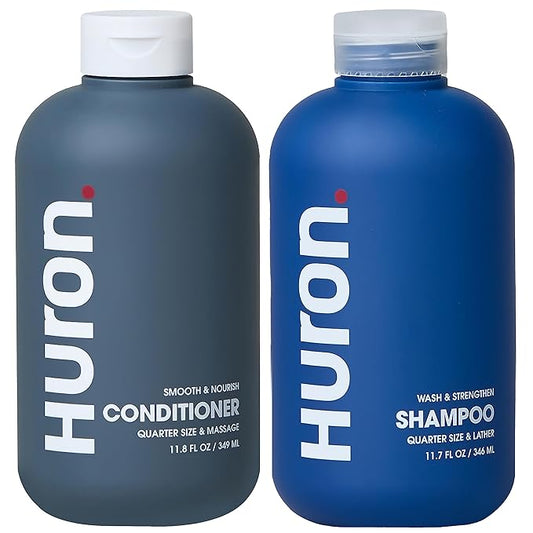 Huron Hair Duo | Nourishing Shampoo & Conditioner Set for Men | Cleanse, Strengthen & Hydrate | Sulfate-Free, Paraben-Free, Vegan | Designed for Daily Use on All Hair Types (2 Pack)-GlimoraGlow