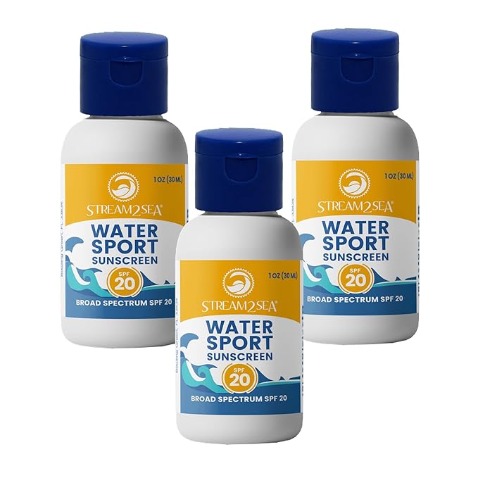 STREAM 2 SEA SPF 20 Mineral Sunscreen Biodegradable and Reef Safe, 1 Fl oz Pack of 3 Travel Size Paraben Free Non Greasy, Moisturizing Mineral Sunscreen For Face, Body Protection Against UVA and UVB-GlimoraGlow