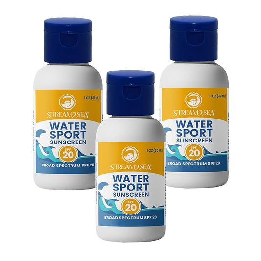 STREAM 2 SEA SPF 20 Mineral Sunscreen Biodegradable and Reef Safe, 1 Fl oz Pack of 3 Travel Size Paraben Free Non Greasy, Moisturizing Mineral Sunscreen For Face, Body Protection Against UVA and UVB-GlimoraGlow