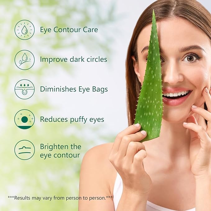 Aloe Vera Eye Serum Dark Circles Under Eye Treatment for Women to Reduce Appearance of Puffy Eyes Eye Bags Fine Lines and Wrinkles for All Skin Types, Beauty Skin Care Gift-GlimoraGlow