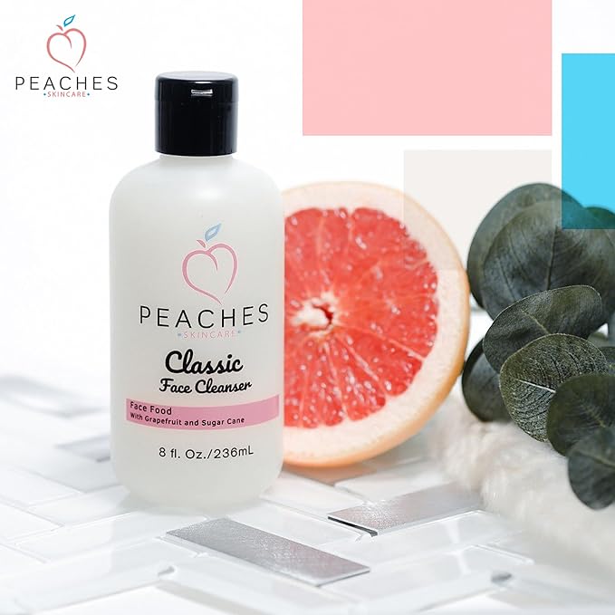 Hydrating Facial Cleanser – Gentle Daily Face Wash with Grapefruit, Sugar Cane, and Gotu Kola – Lightly Exfoliating Vegan Formula for All Skin Types – Classic Cleanser (8 oz)-GlimoraGlow