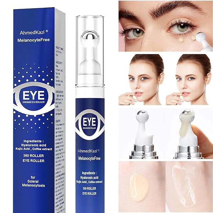 5% Caffeine Eye Serum and Under Eye Roller Cream with 360° Massage Ball for Dark Circles and Puffiness | Under Eye Bags Reduce Wrinkles & Fine Lines | Suitable for All Skin Types | Aloe Scented-GlimoraGlow