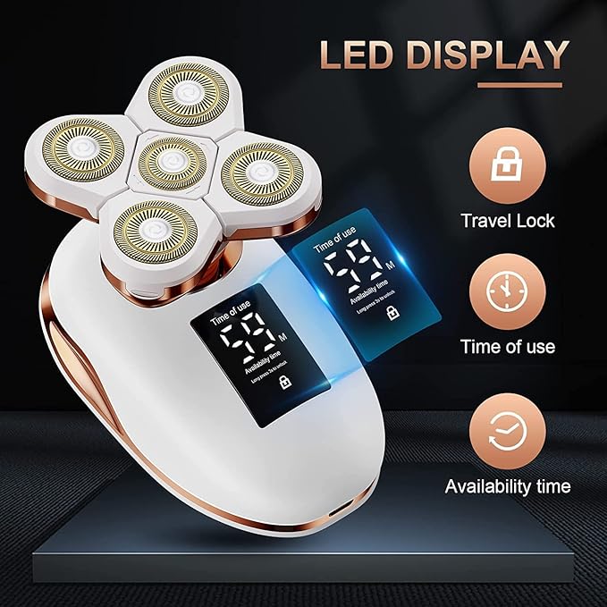 2-in-1 Electric Razors for Women, Wet/Dry 5D Razor & Hair Trimmer with USB Adapter & Charging Cable,5D Rechargeable Rotary Shaver with Lithium-Ion Battery, Water Resistant Grooming Kit-GlimoraGlow