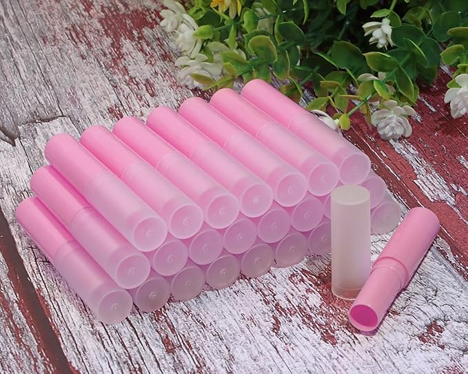 0.14oz Empty Flavored Lip Balm Container Tubes Plastic Homemade Moisturizing Lip Stick with Caps Bulk Fit for Women Adult DIY Making Supplies, 25 Count (Rose Pink)-GlimoraGlow