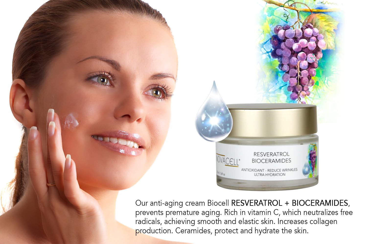 Resveratrol Face Moisturizer Cream with Ceramides - Nourishing, Keeps Moisture & Helps Elasticity, Firmness. Fills Expression Lines & Wrinkles - 50 ml-GlimoraGlow