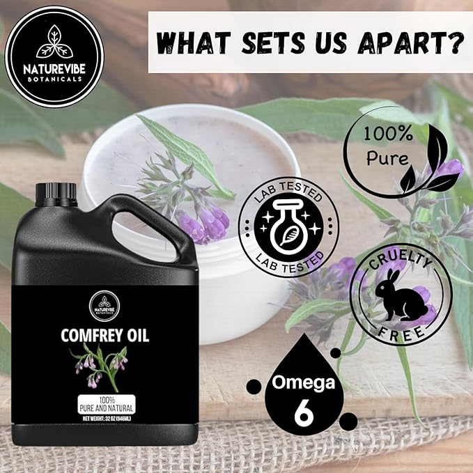 Naturevibe Botanicals Comfrey Oil 32 Ounces | 100% Pure and Natural | Great for Skin Care and Hair Care-GlimoraGlow