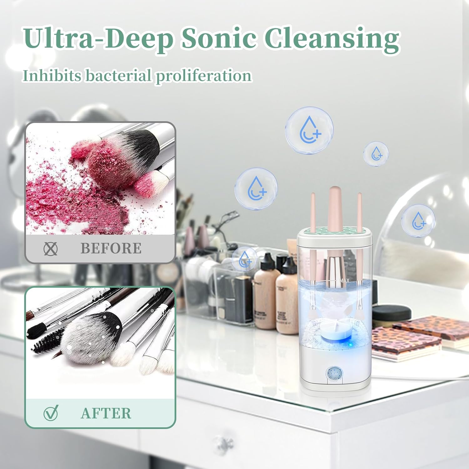 Electric Makeup Brush Cleaner Machine, Ultimate Efficient Automatic Cleaner for All Types of Makeup Brushes- Transparent-GlimoraGlow