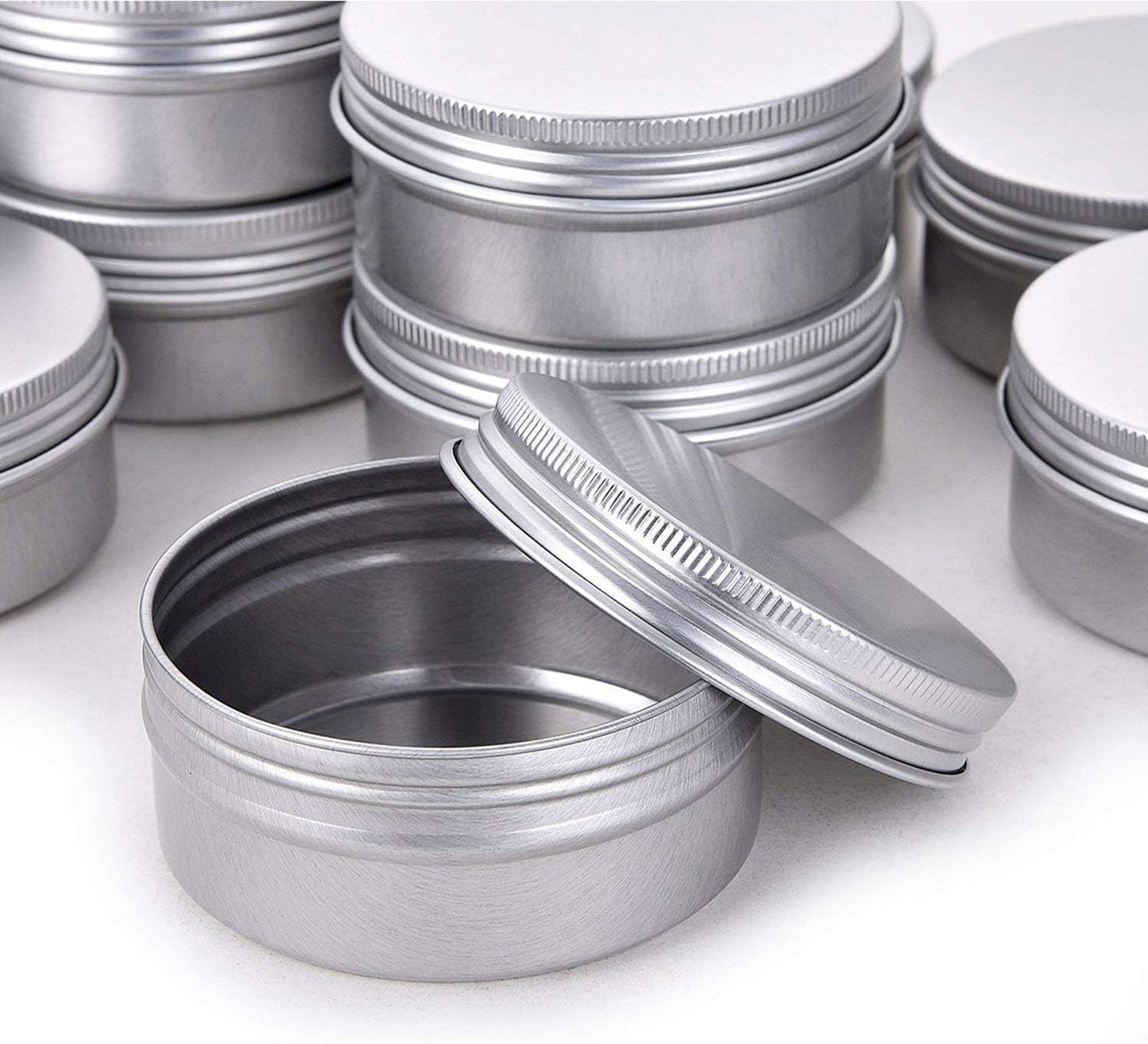 1 Ounce Aluminum Tin Jar Refillable Containers 30ml Aluminum Screw Lid Round Tin Container Bottle for Cosmetic,Lip Balm, Cream, 12 Pack.-GlimoraGlow