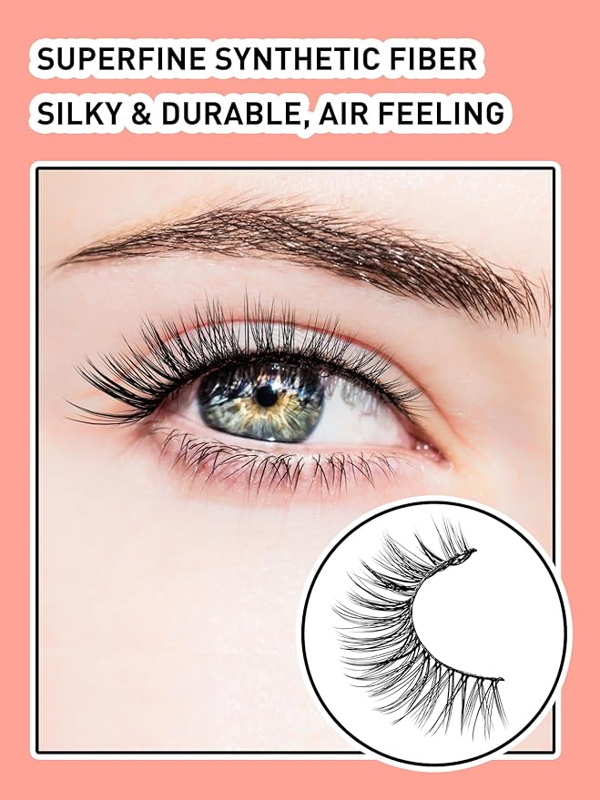 Wispy Cat Eye Lashes False Eyelashes Natural 10mm Short Lashes Pack Soft Strip Eyelash 3D Volume C Curl Natural Eyelashes 7 Pair Siligli Eyelashes-GlimoraGlow