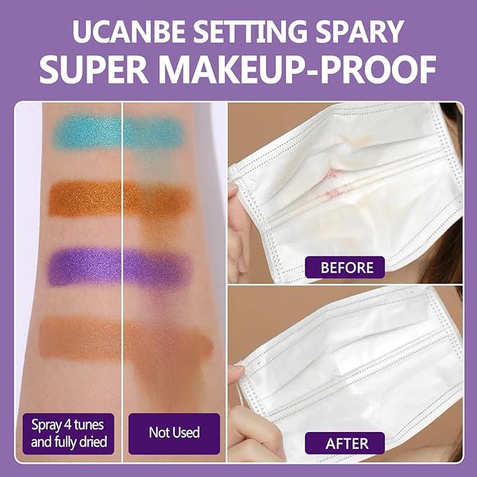 Long Lasting Makeup Setting Spray Kit- 6.76 Fl oz Hydrating Matte Finish Mist Lightweight Face Make up Fixer +Travel Size Spray Bottle+Sponge Puff Makeup Set-GlimoraGlow