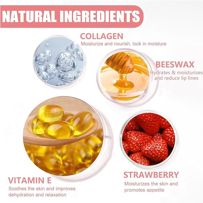 2 PCS Lip Balm Honey Pot, Honey & Strawberry Lip Sleeping Mask Vitamin E & Moisturizing Propolis Lip Balm with Stick, Prevention Dry and Cracked Lip Scrubs Exfoliator Lip Wrinkle-GlimoraGlow