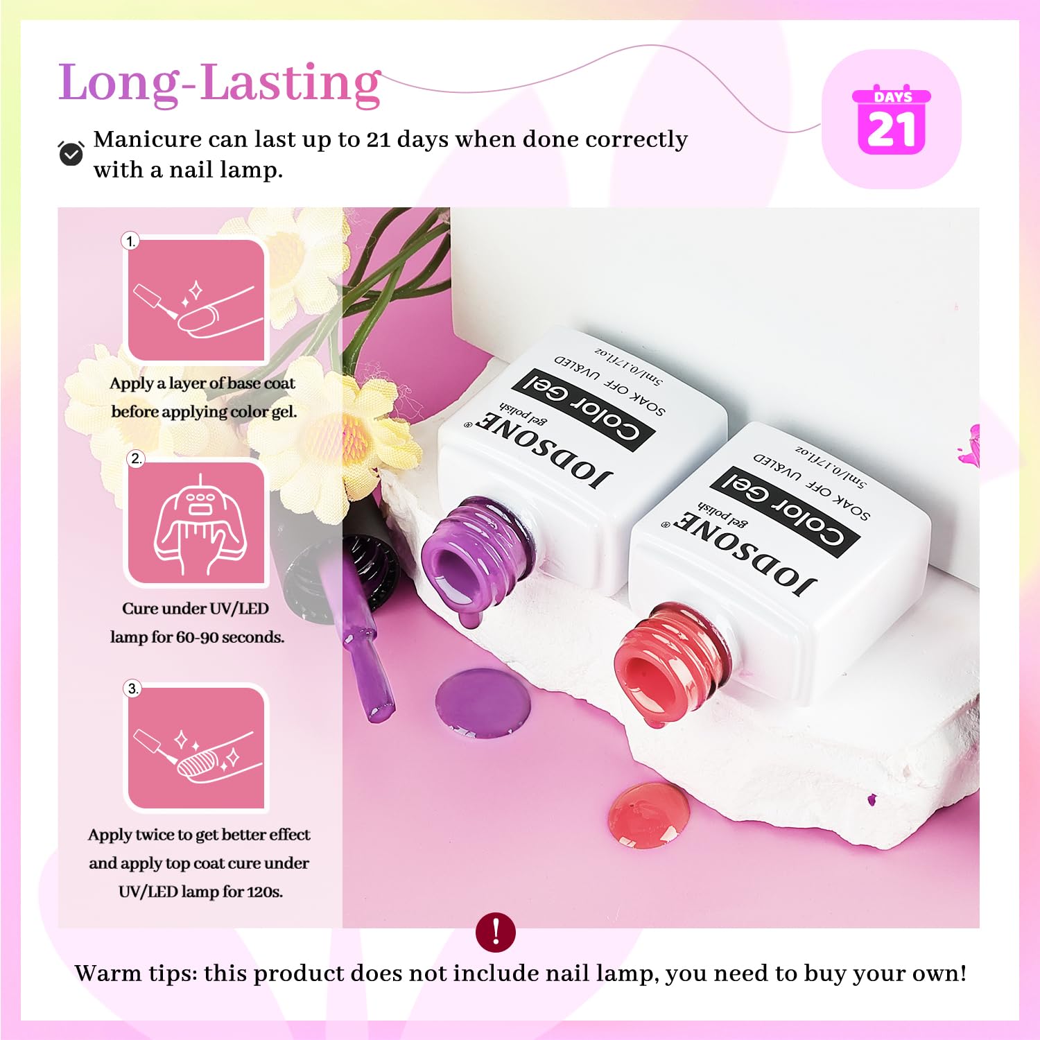 JODSONE 12 Bottles of Gel Nail Polish Set Glossy Top Coat Base Coat Gel Polish Ideal for Holiday Gift Giving-GlimoraGlow