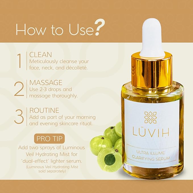 LUVIH Ultra Illume Dark Spot Remover & Clarifying Face Serum – Ayurvedic Acne Scar & Blemish Treatment for Women & Men – Natural Skincare for Acne-Prone, Uneven Skin – 30 mL-GlimoraGlow