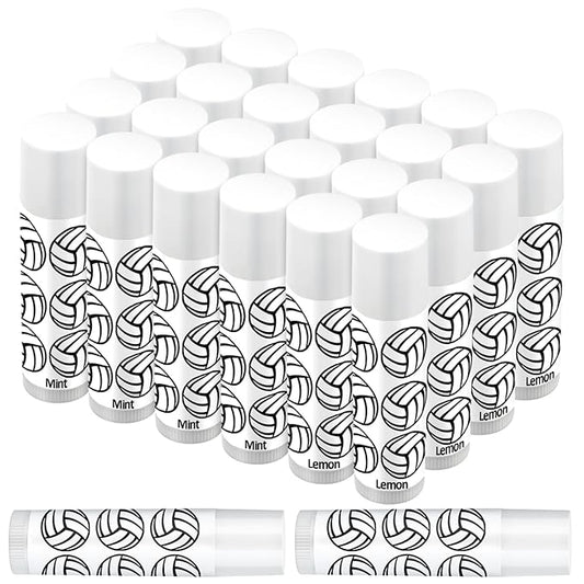 24 Pcs Volleyball Lip Balm Volleyball Team Gifts Volleyball Party Favors Volleyball Lip Balm Gift for Volleyball Team Volleyball Party Guest Supplies (White)-GlimoraGlow