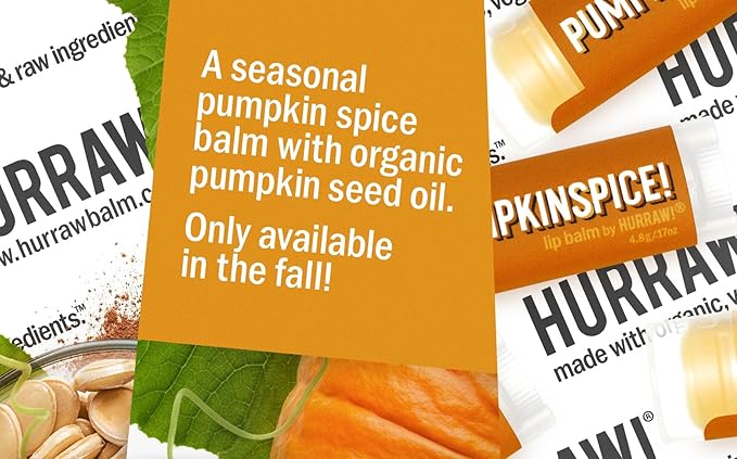 Hurraw! Pumpkin Spice Lip Balm: Organic, Certified Vegan, Cruelty and Gluten Free. Non-GMO, 100% Natural Ingredients. Bee, Shea, Soy and Palm Free. Made in USA-GlimoraGlow